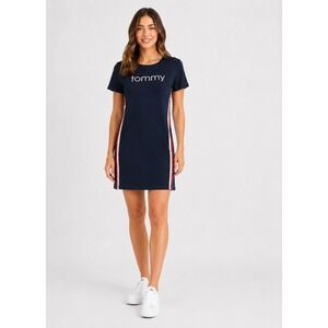 Y2K‎ Tommy Hilfiger Preppy T-Shirt Dress Womens Small Logo Red White Blue 90s